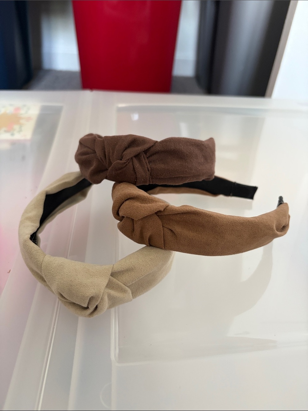 Knot Accent Headband Trio in Beige, Tan & Brown - Women's Accessories